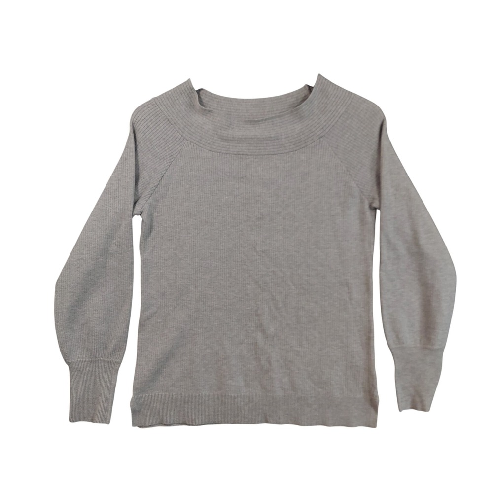 Isela Ribbed Boat Neck Sweater Women Sizes Medium Light Grey Long Sleeve